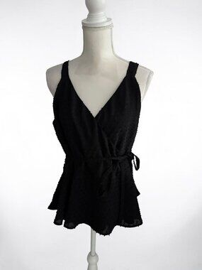 ANN TAYLOR LOFT Black Wrap Tank Top Size Large